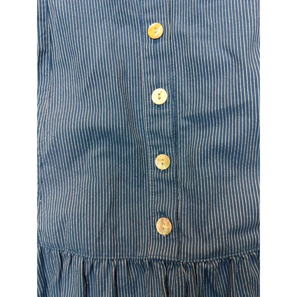 Madewell‎ Blue Striped Button-Front Tiered Midi Dress with Pockets size 0